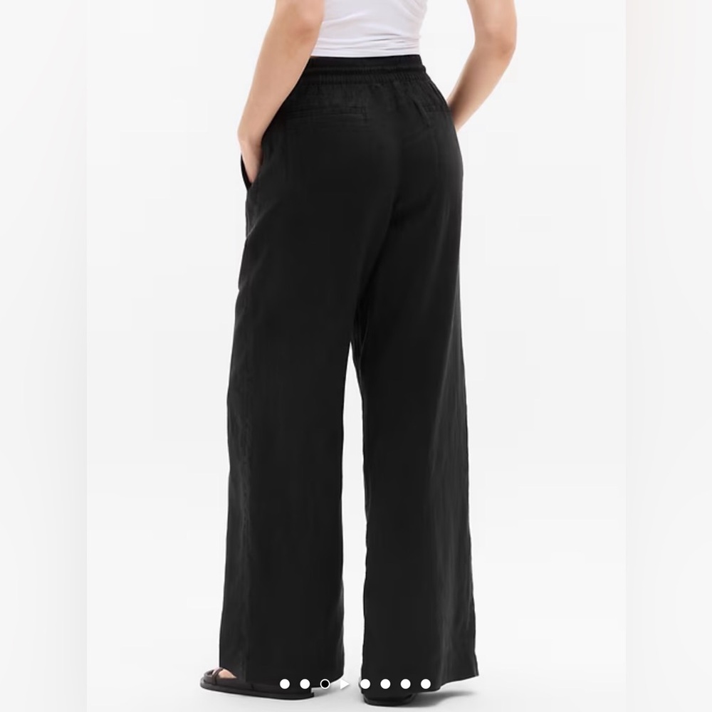 Athleta Retreat 100% Linen High Rise Wide Leg Pants Women’s Plus 2X Petite Black - Picture 2 of 13